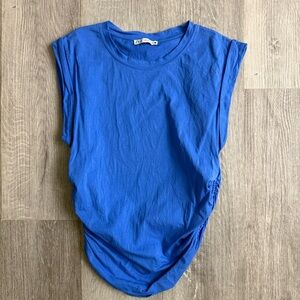 Zara Royal Blue Muscle Tee with Ruched Sides